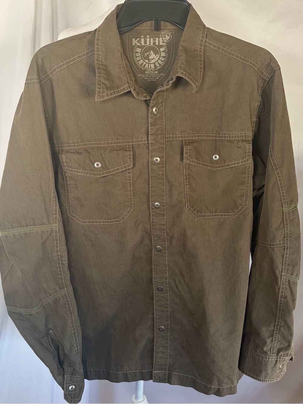 Kuhl Men's Outsider Long-Sleeve Work Shirt Jacket Olive Green/Brown Size Medium
